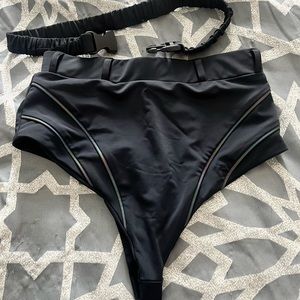 High waist black rave bottoms